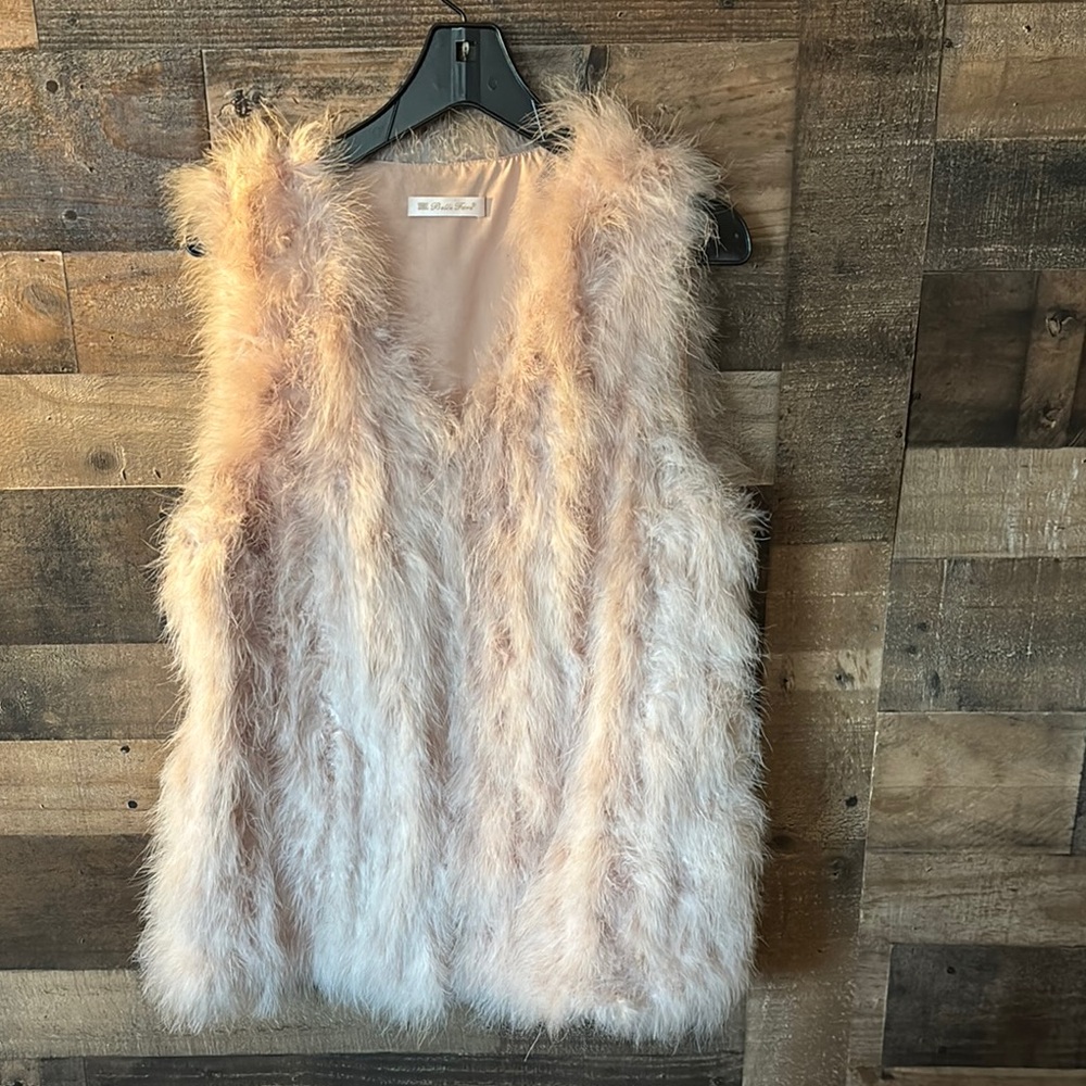 Ostrich Fur Vest in Soft Pink